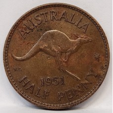 AUSTRALIA 1951 . HALF 1/2 PENNY . NICE TONE